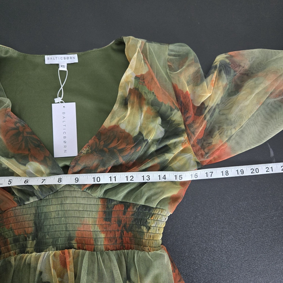 Baltic Born Womens Layla Tulle Maxi Dress XS Green Floral Mesh Forest Fairy NWT - Picture 7 of 8